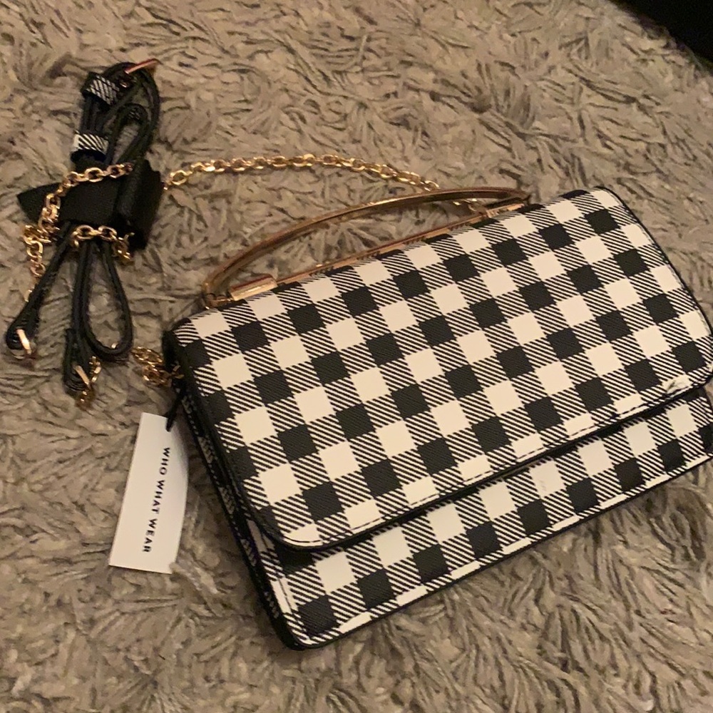 Whowhatwear collection gingham crossbody NWT